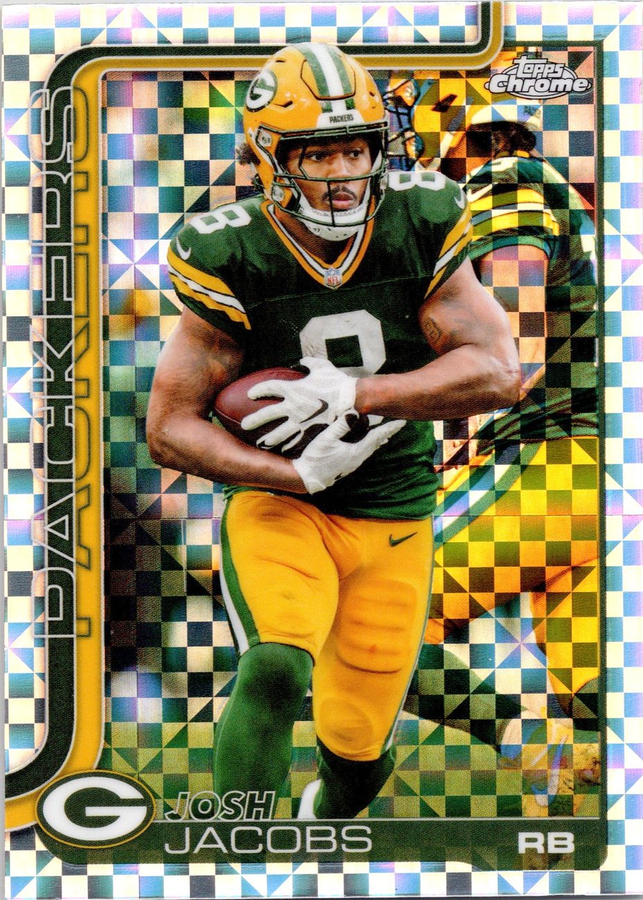 Josh Jacobs 2025 Topps Chrome #110 X-Fractor Packers RB