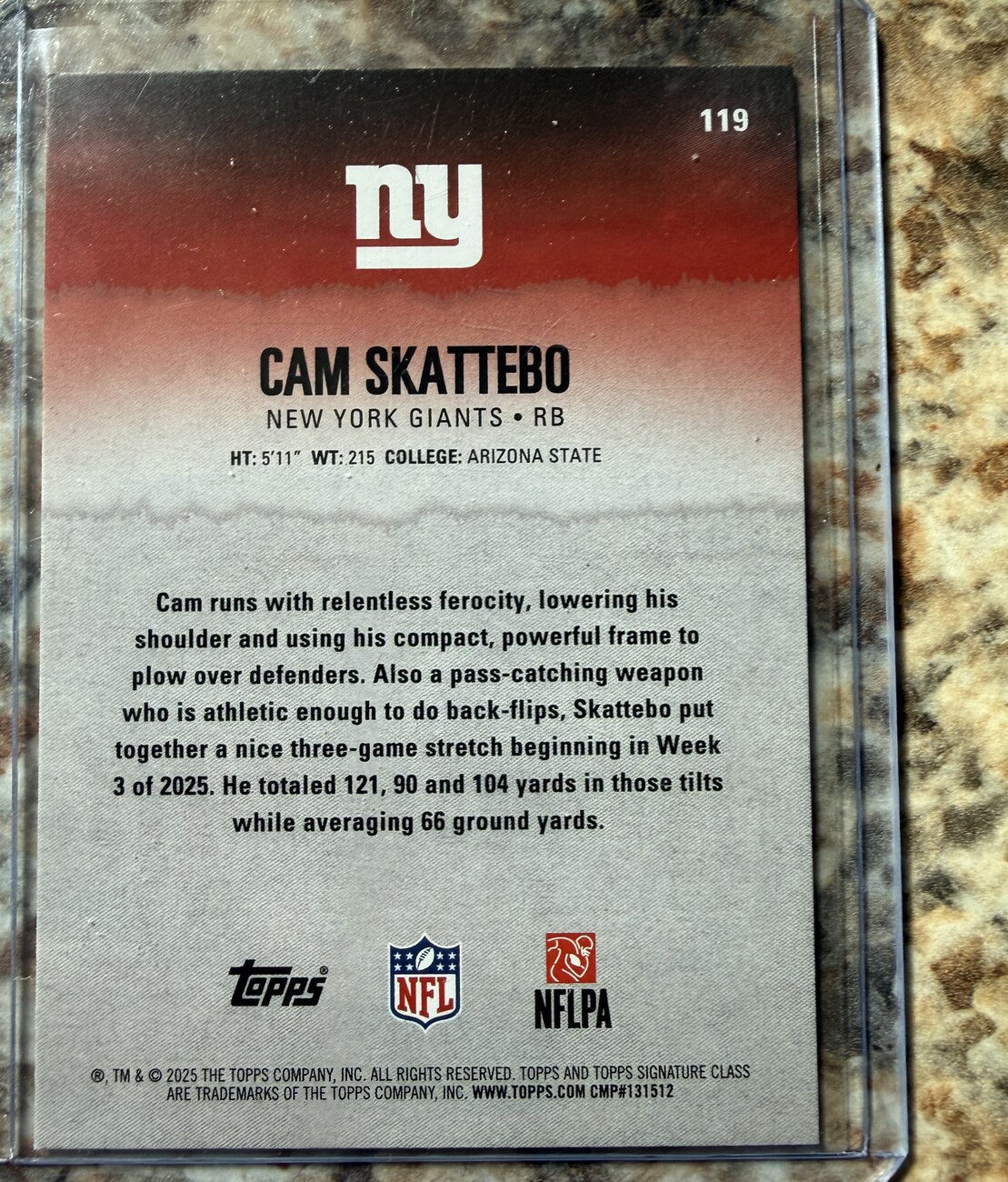 2025 Topps Signature Class Football #119 Cam Skattebo RC