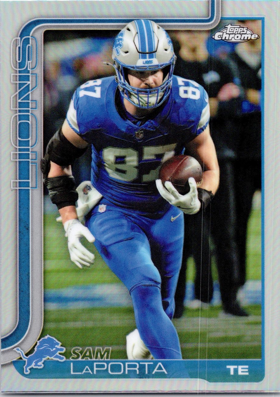 Sam LaPorta 2025 Topps Chrome #100 Refractor Lions TE