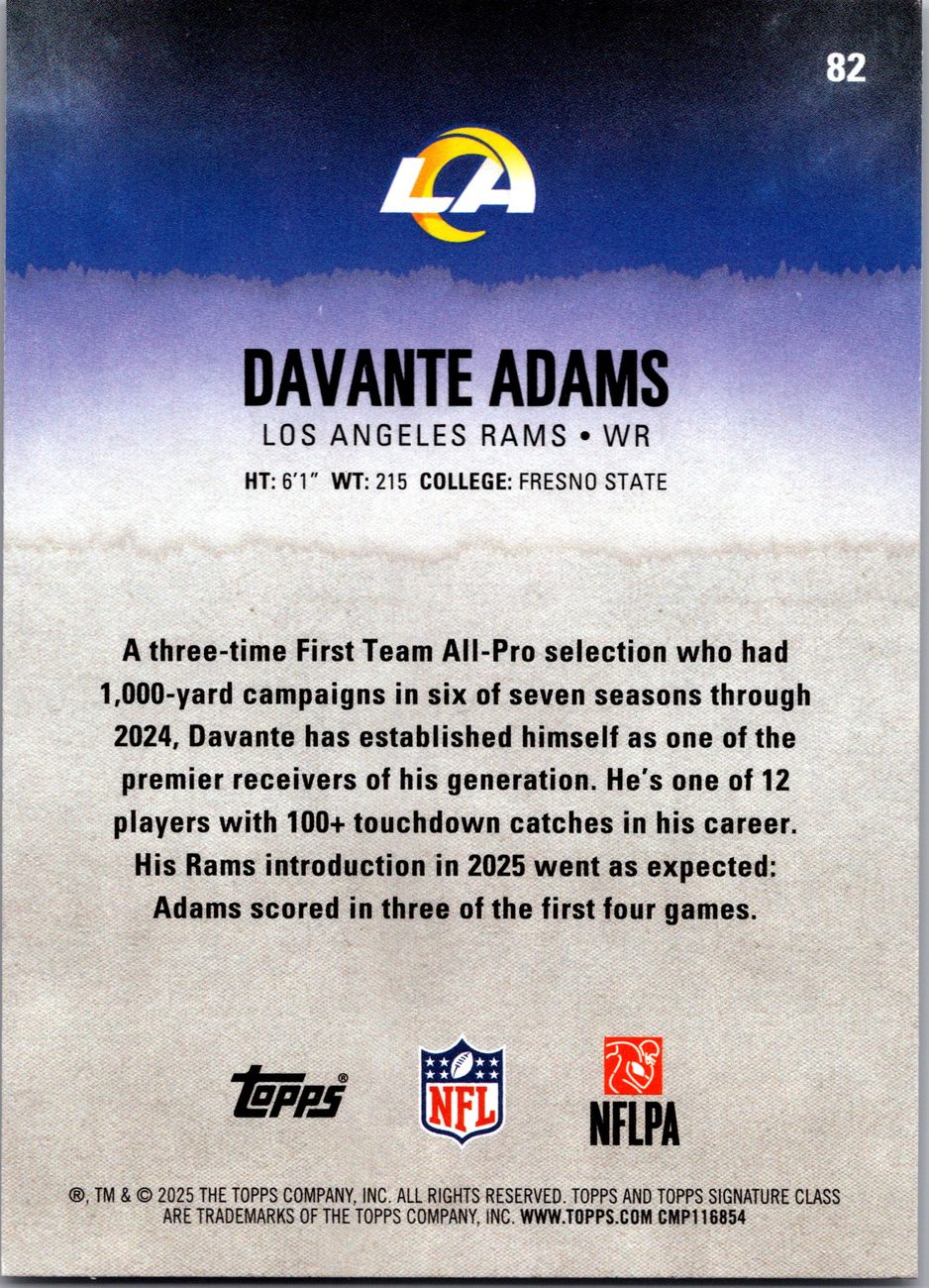 Davante Adams 2025 Topps Signature Class #82 Rams WR