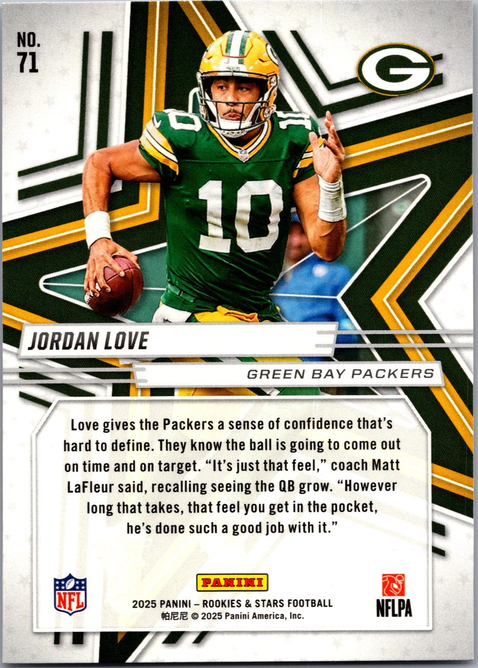 Jordan Love 2025 Panini Rookies &amp; Stars #71 Packers QB
