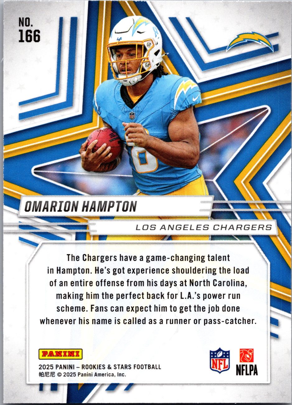 Omarion Hampton 2025 Panini Rookies &amp; Stars #166 Chargers RB