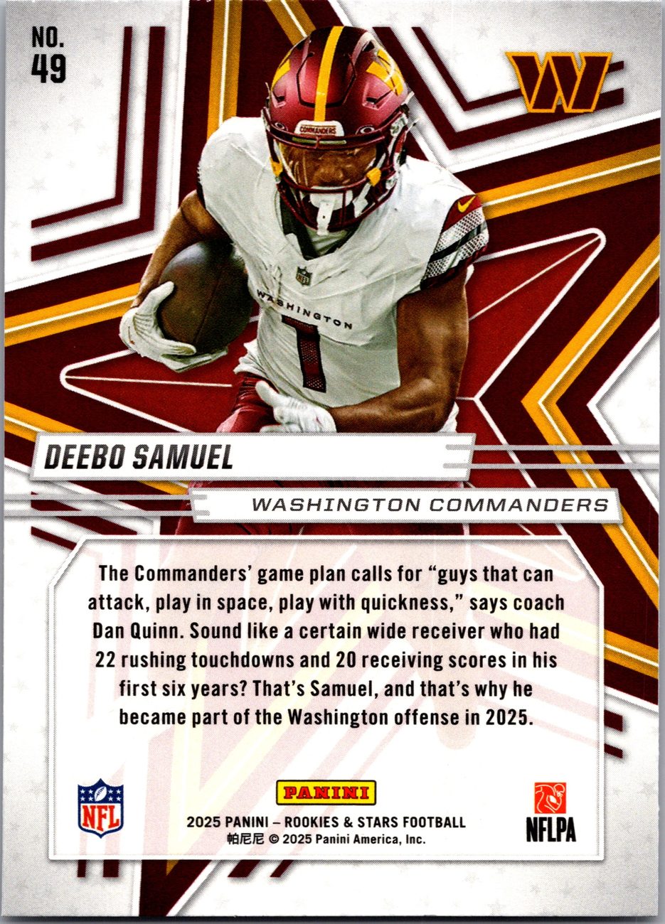 Deebo Samuel 2025 Panini Rookies &amp; Stars #49 Commanders WR